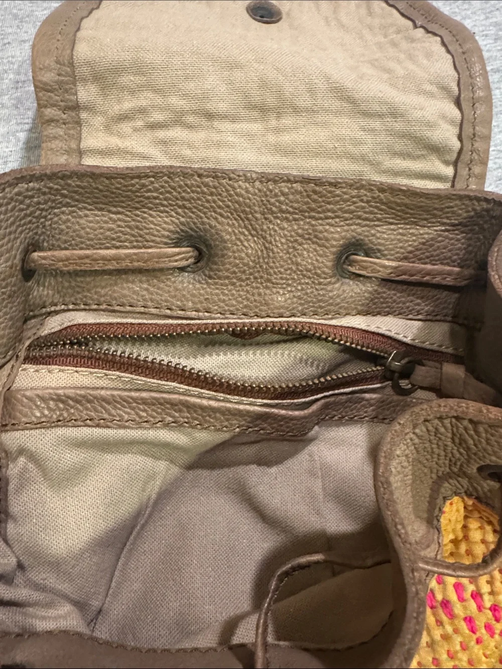 Will Leather Goods Yellow Patchwork Leather-Trim Backpack